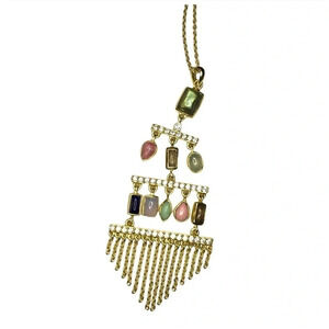 NWT Sole Society Gold Neutral Color Stone Fringe Necklace